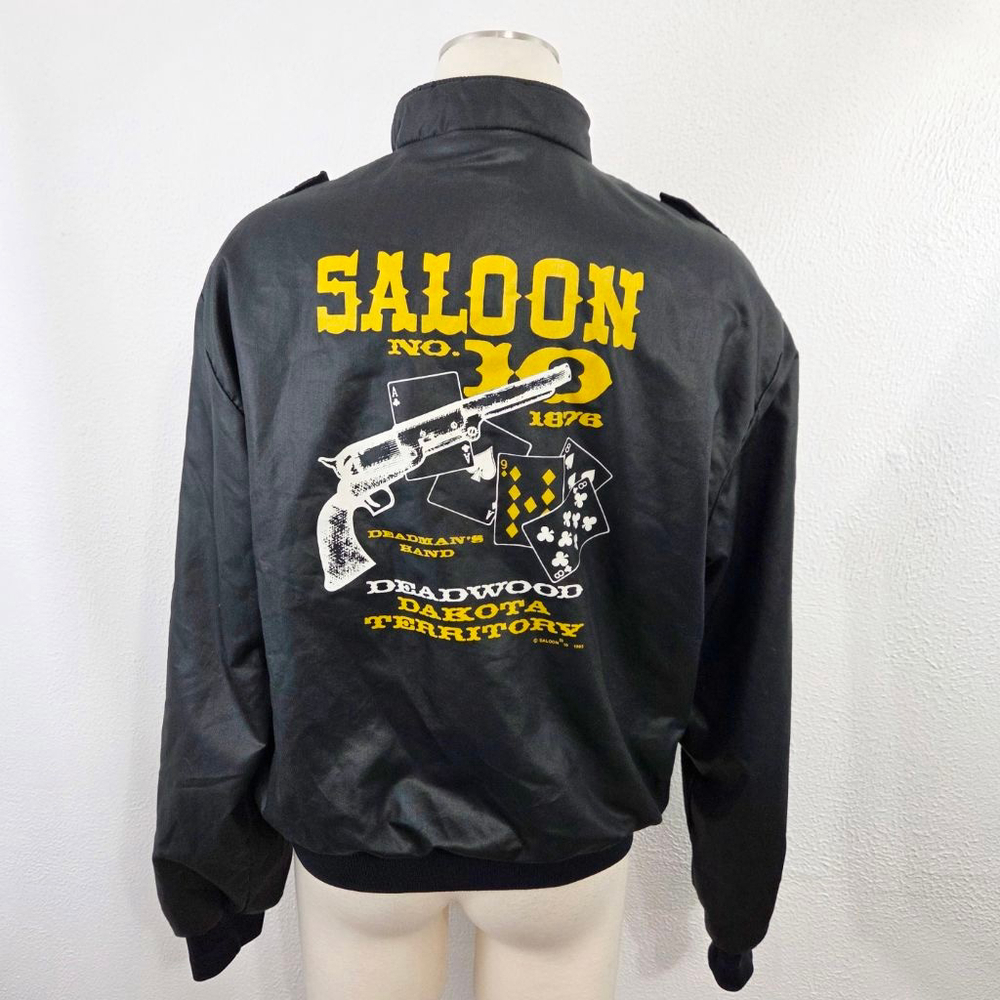 Vintage Deadwood Saloon souvenir bomber jacket black western old west medium